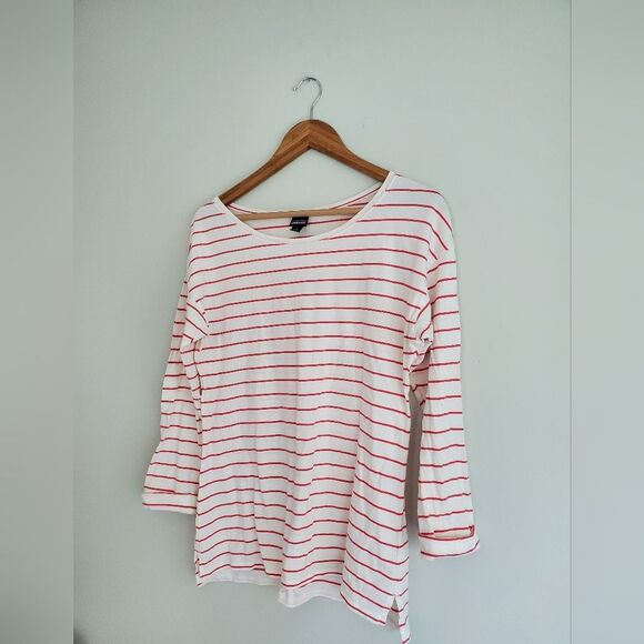 Patagonia shallow boaters neck rolled sleeve stripe top size Large - Picture 7 of 8